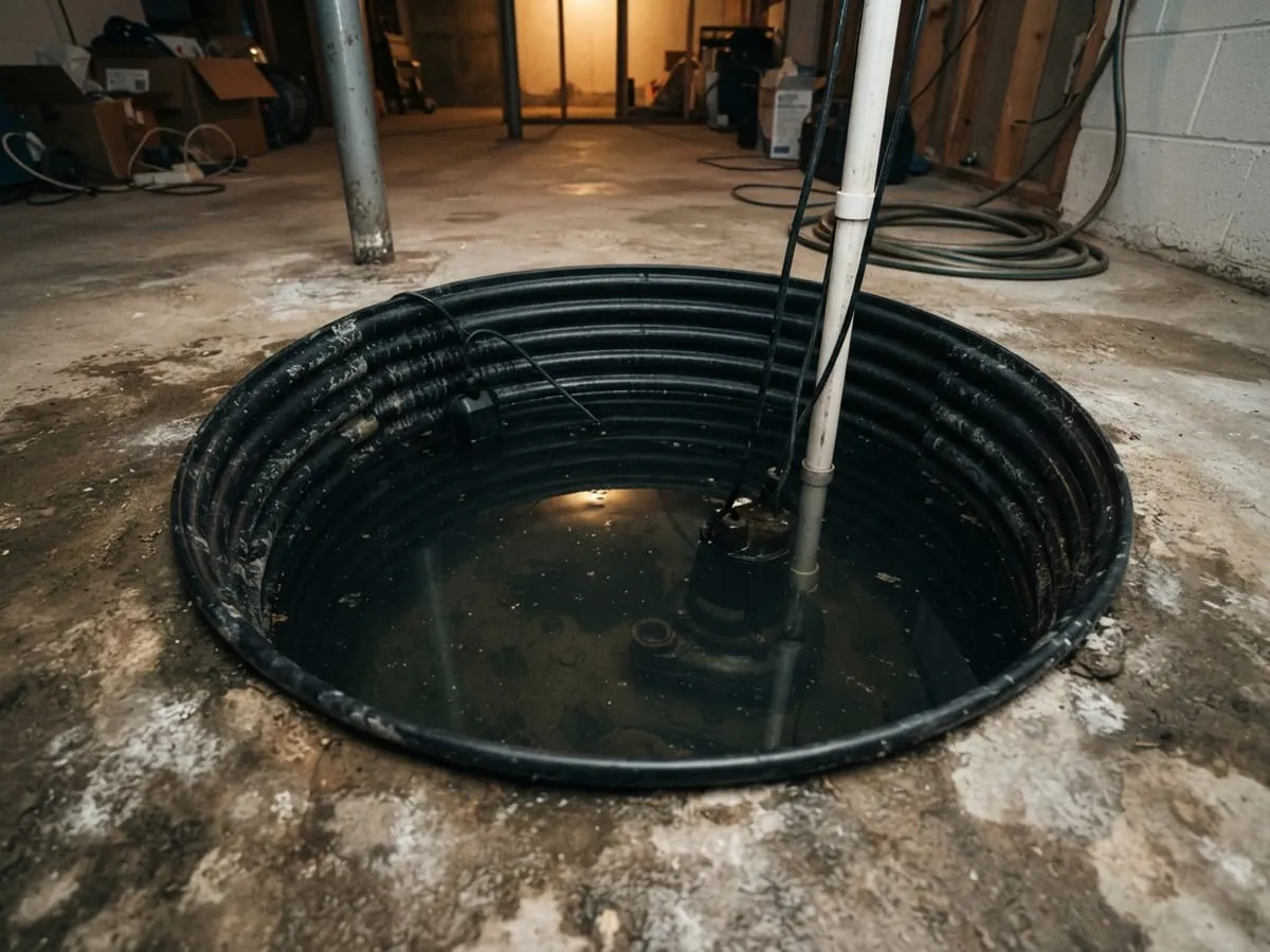 Standing water in a sump pit over a pump that isn't running